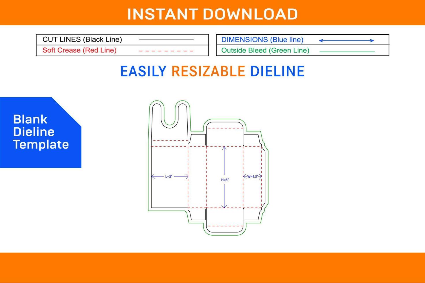 Neil Polieren Karton Box Dieline Vorlage und 3d Vektor Datei leer Dieline Vorlage