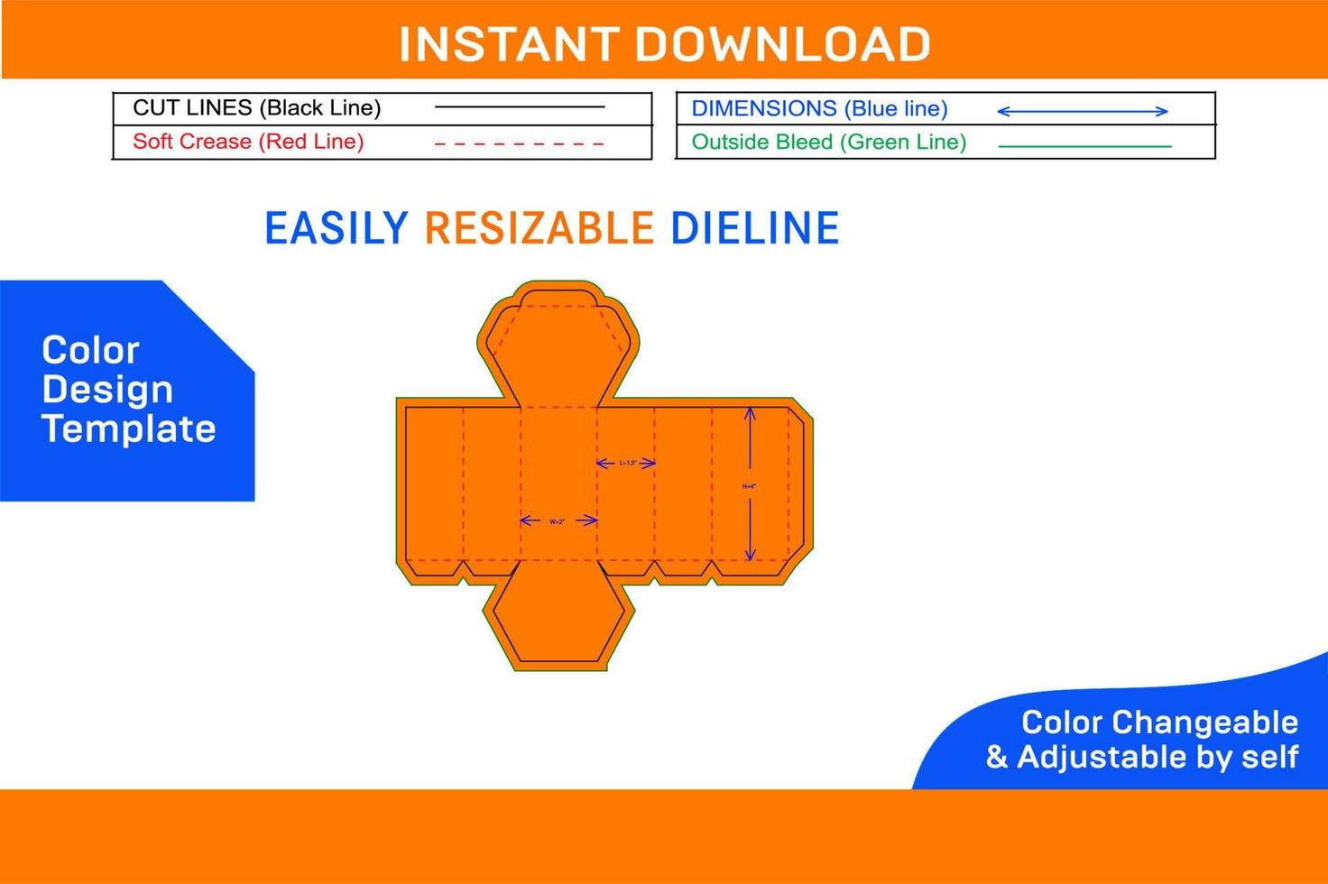 sechseckig Verpackung Box Dieline Vorlage und 3d Box Design Farbe Design Vorlage vektor