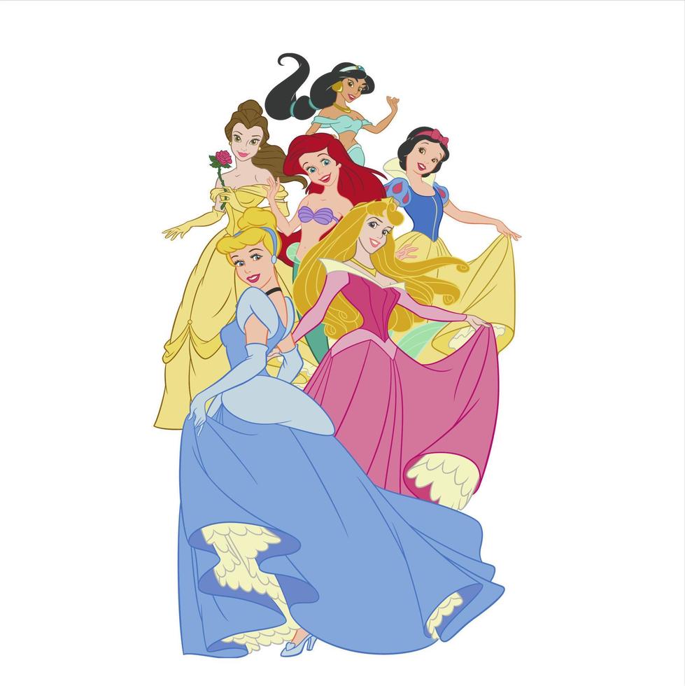 disney prinsessor i fe- berättelser vektor