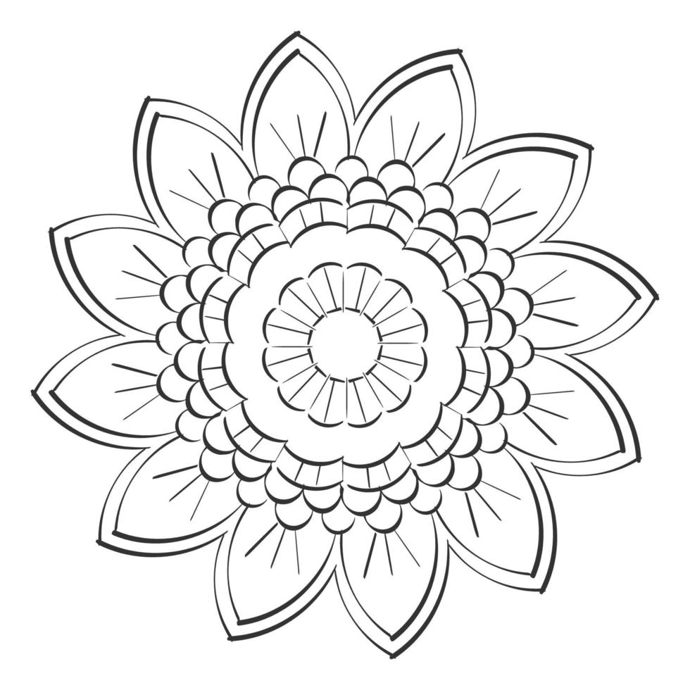 Mandala-Kunstdesign im Kreis. einfaches Mandala-Design Blumen-Mandala-Kunst Schöne Mandala-Grafik vektor