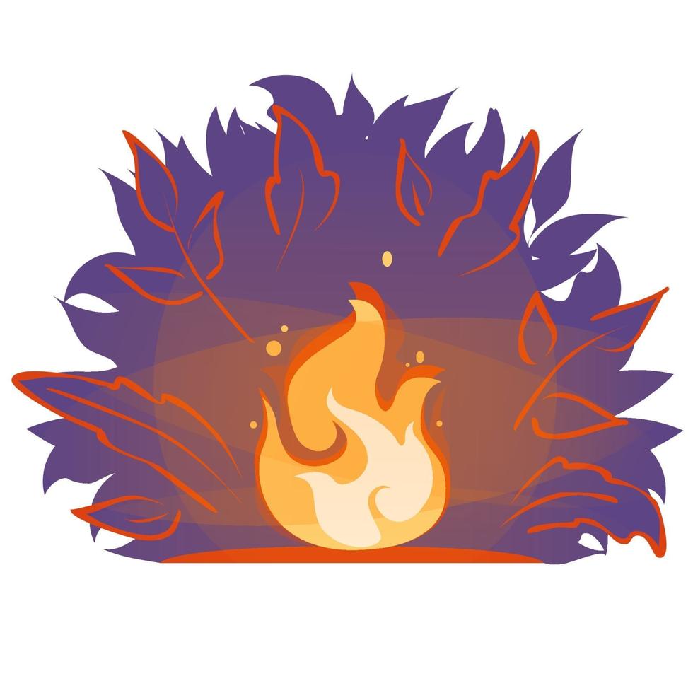 lägereld vektor platt tecknad illustration. eld flamma i skogen på natten. bål ljus banner klistermärke isolerad på vit bakgrund. sommar spis kväll siluett ikon. löpeld tecken emblem.