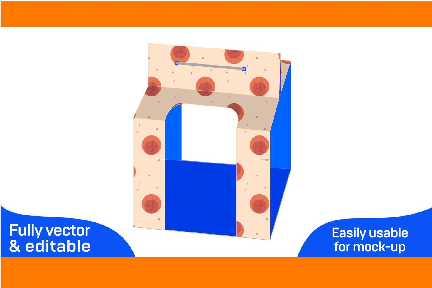 Anzeige Becher oder Glas Kasten, Überraschung Geschenk Box Dieline Vorlage und 3d Box Design 3d Box vektor