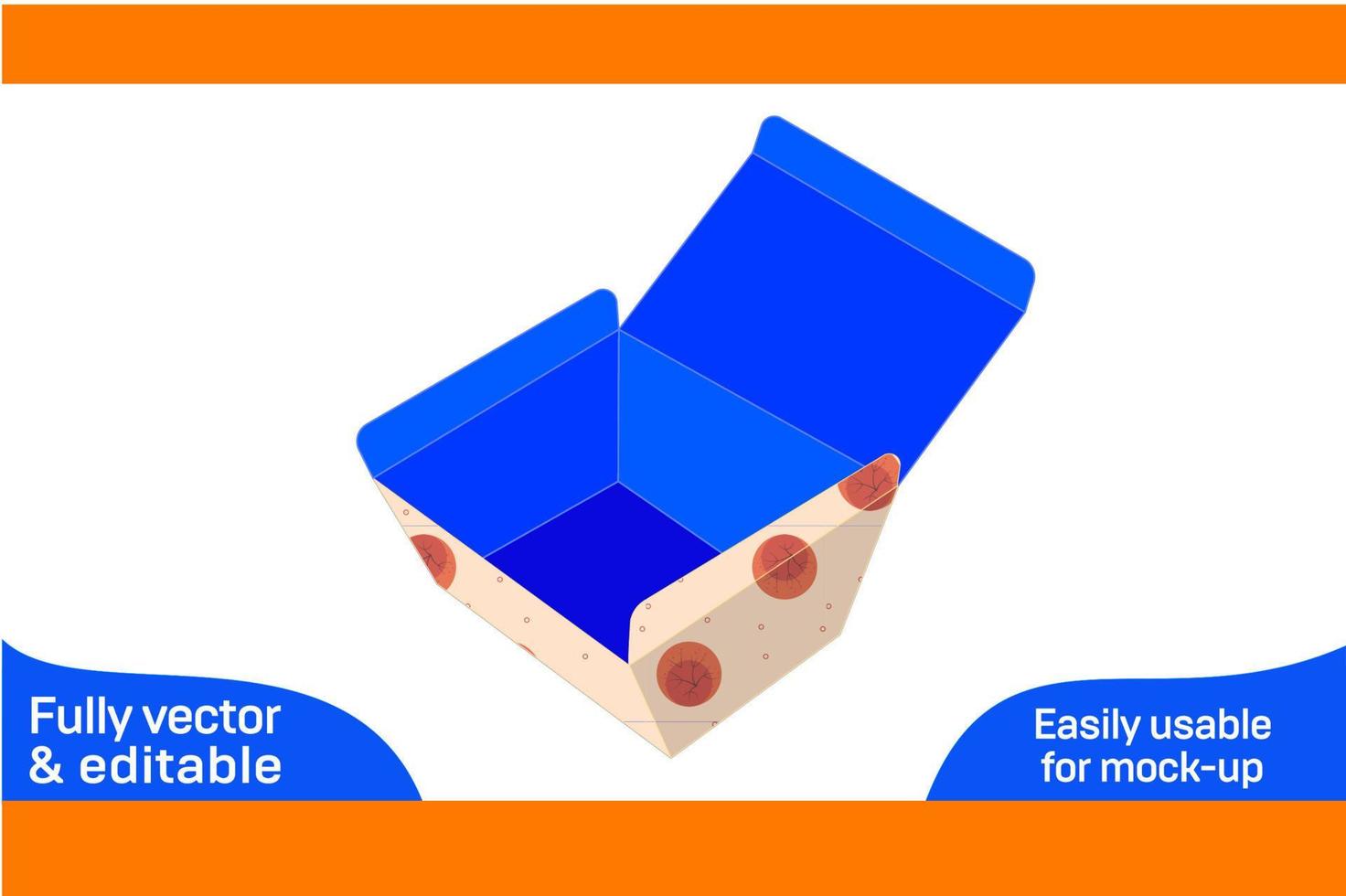 Tiffin Box oder Papier Mittagessen Kasten, Essen Box Dieline Tamplate und 3d Box Design 3d Box vektor
