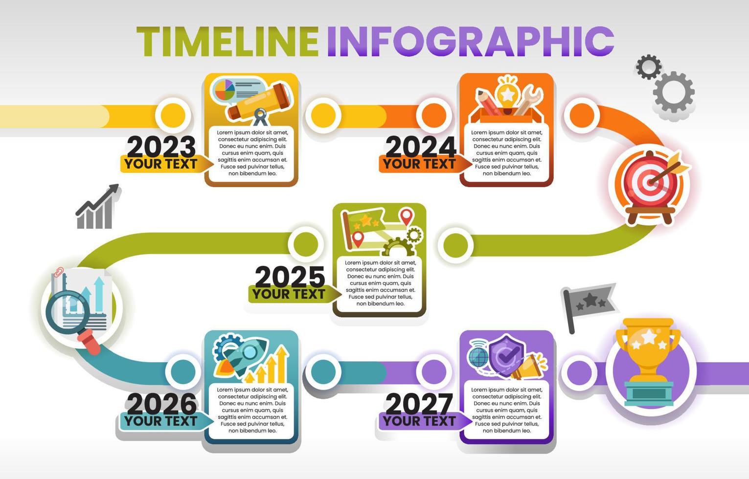 tidslinje infographic runda färgrik tona vektor