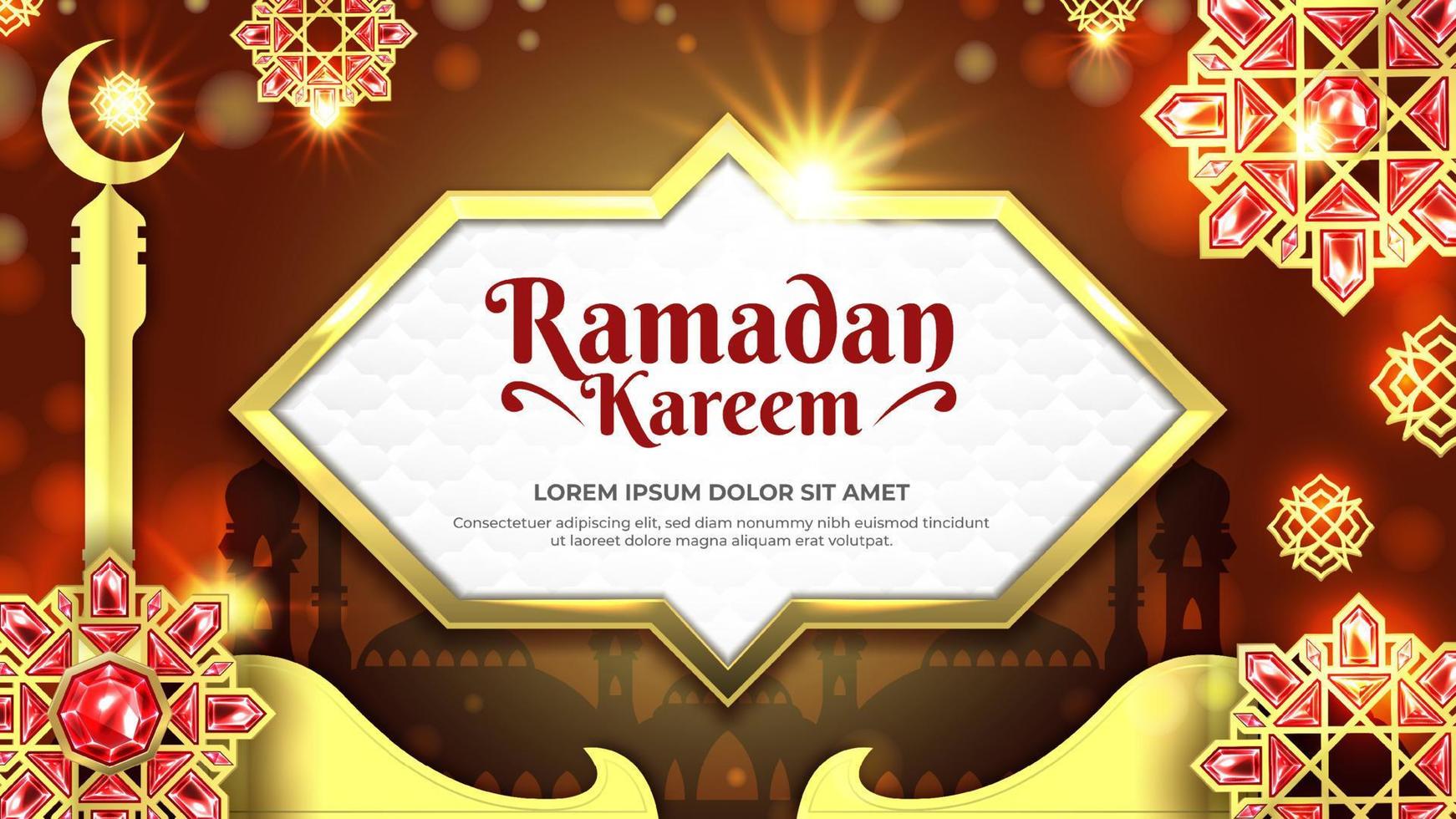 rot und Gold elegant Ramadan kareem Banner vektor