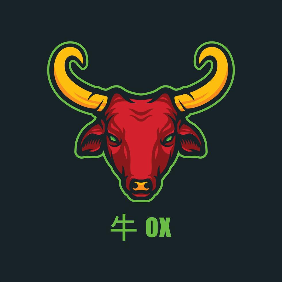 oxe kinesisk zodiaken logotyp för maskot eller emblem vektor