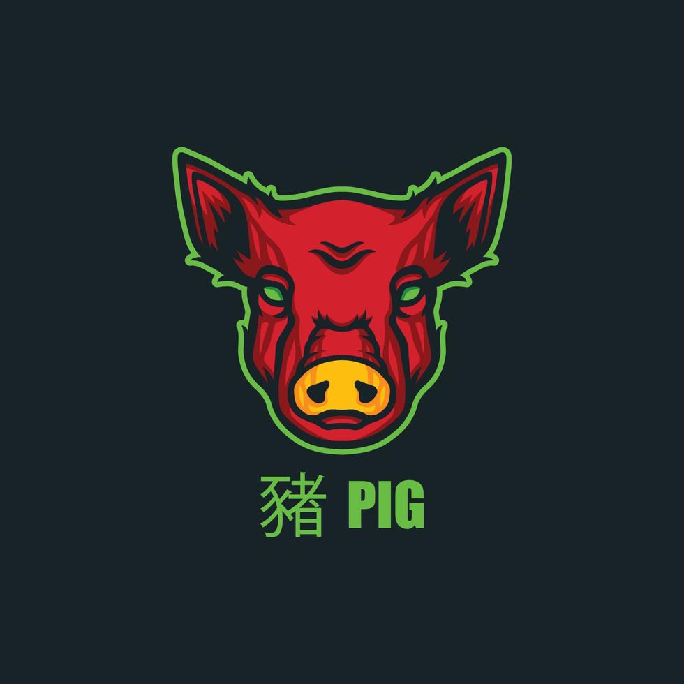 gris kinesisk zodiaken logotyp för maskot eller emblem vektor