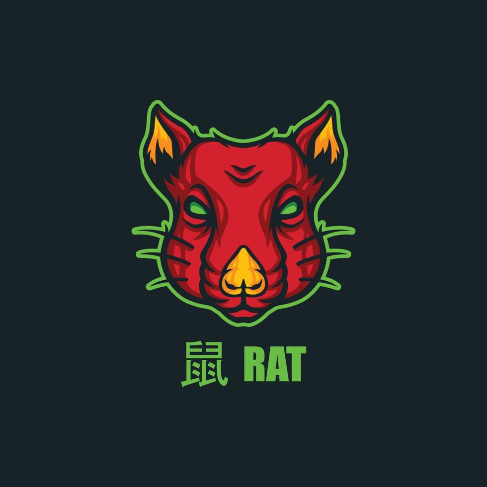 Ratte Chinesisch Tierkreis Logo zum Maskottchen oder Embleme vektor