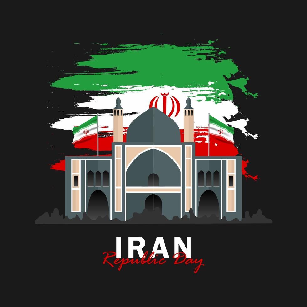 Vektor des Tages der Republik mit iranischen Flaggen. Feier des Tages der Iranischen Republik.