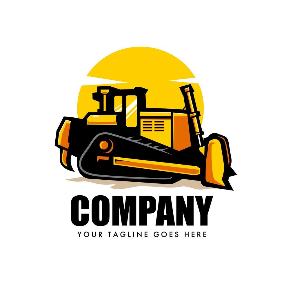 Buldozer Logo Design Vektor zum Konstruktion Unternehmen