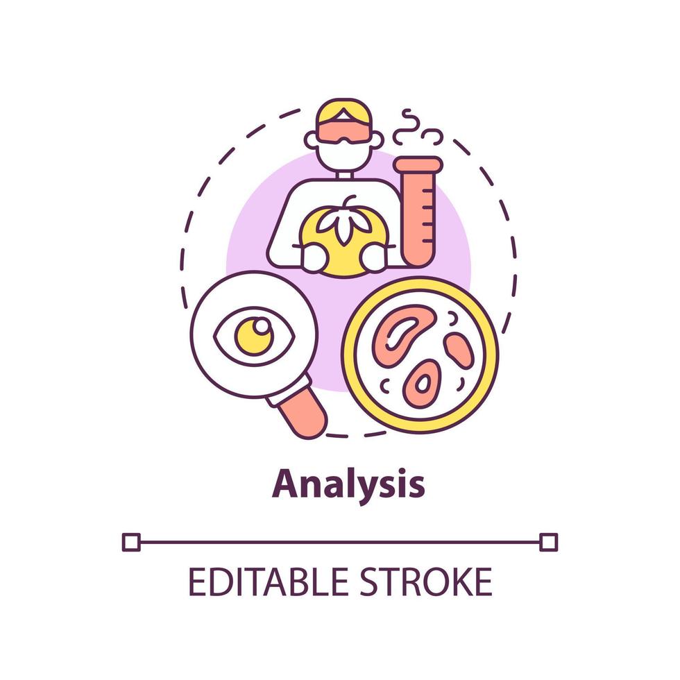 analys begrepp ikon. studie potential risk skäl. haccp systemet element abstrakt aning tunn linje illustration. isolerat översikt teckning. redigerbar stroke vektor