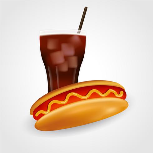 Hot Dog och Soft Drink Realistic Vector