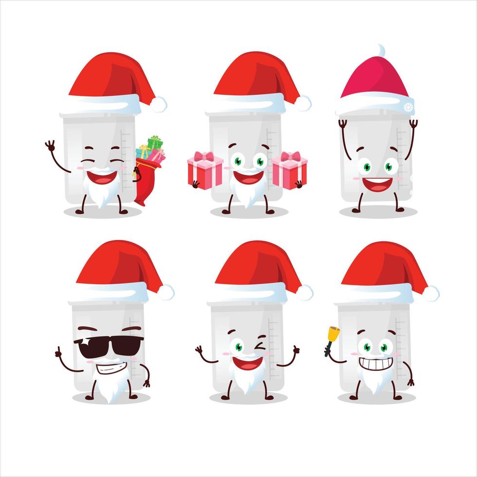 Santa claus Emoticons mit Wissenschaft Flasche Karikatur Charakter vektor