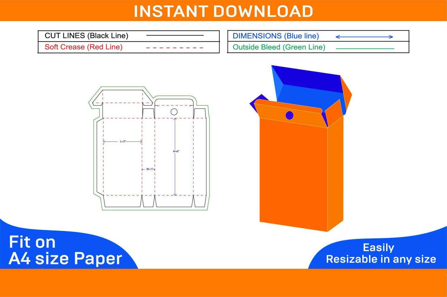 mynta förpackning låda Död linje mall och 3d framställa fil lätt redigerbar och storleksändbar låda Död linje och 3d låda vektor