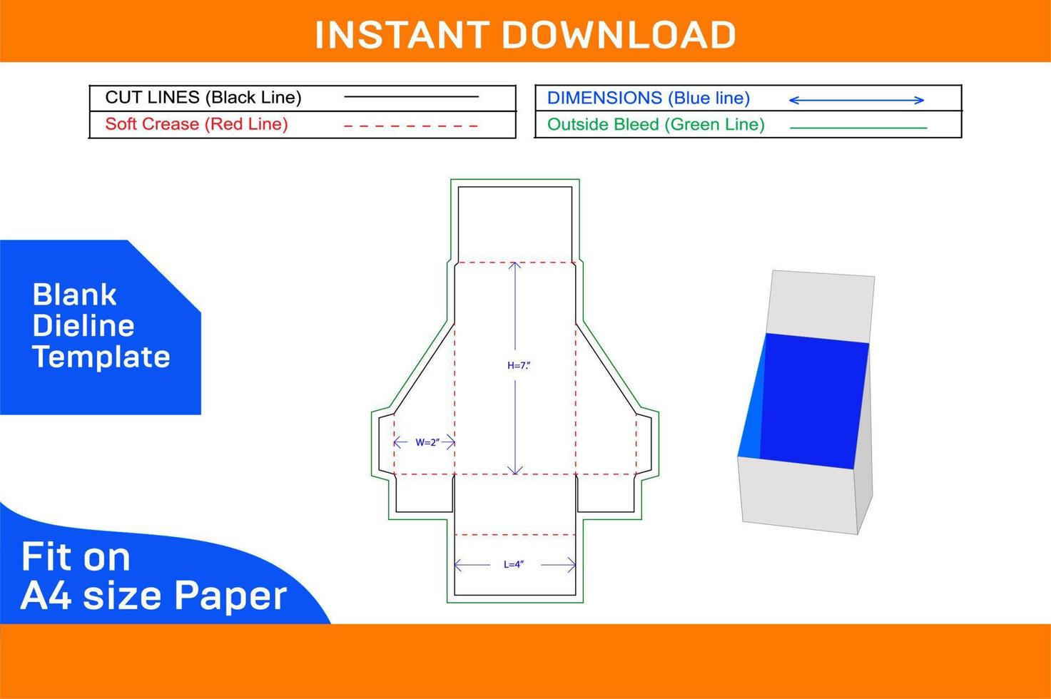 Gesicht Maske Box Dieline Vorlage und 3d Box Farbe veränderbar mit bearbeitbarleer Dieline Vorlage vektor