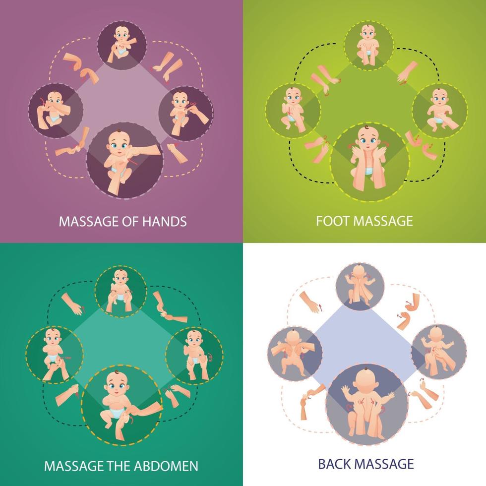 baby massage koncept ikoner anger vektorillustration vektor