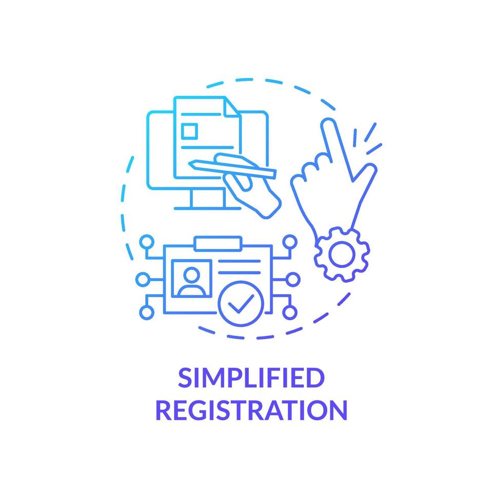 vereinfacht Anmeldung Blau Gradient Konzept Symbol. progressiv Profilierung. Verbraucher Identität abstrakt Idee dünn Linie Illustration. isoliert Gliederung Zeichnung vektor