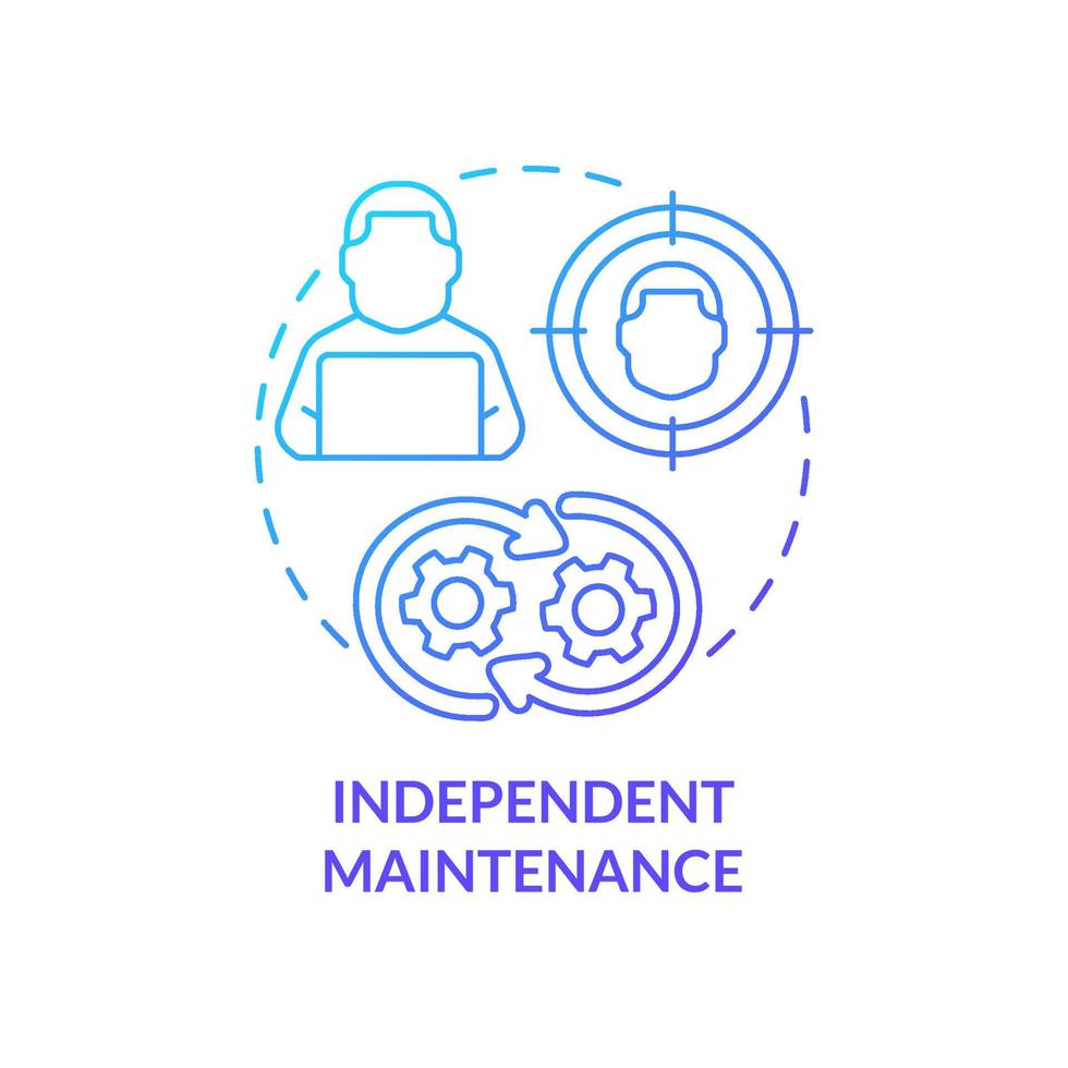 unabhängig Instandhaltung Blau Gradient Konzept Symbol. cKunde Profil Daten. Konto Verwaltung abstrakt Idee dünn Linie Illustration. isoliert Gliederung Zeichnung vektor