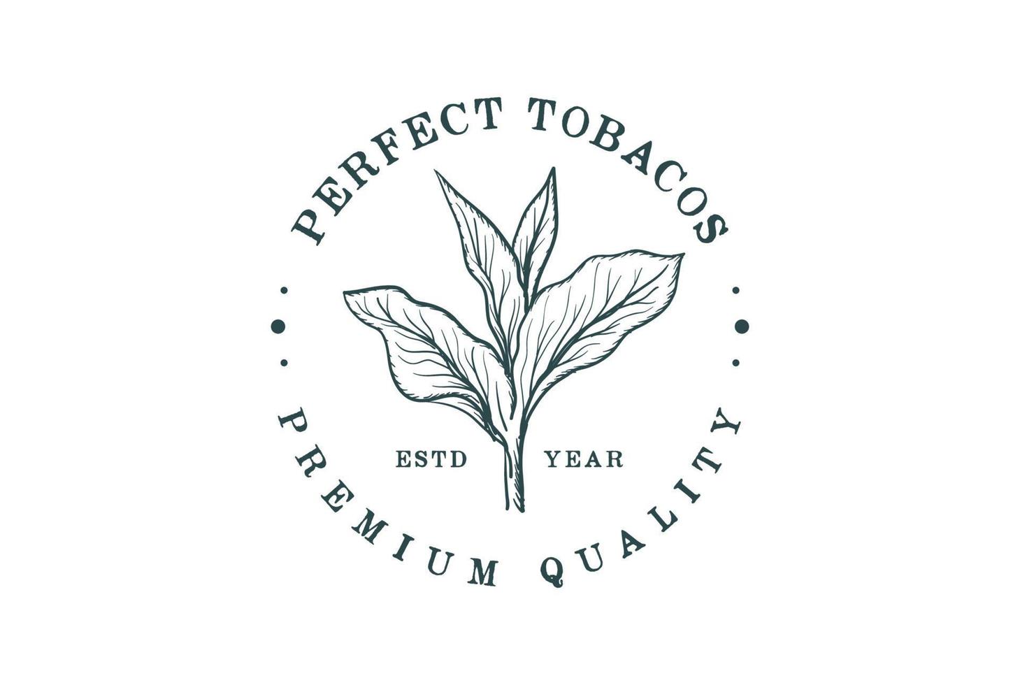 årgång retro hand dra skiss tobak växt träd blad löv för cigarr bricka emblem märka logotyp design vektor