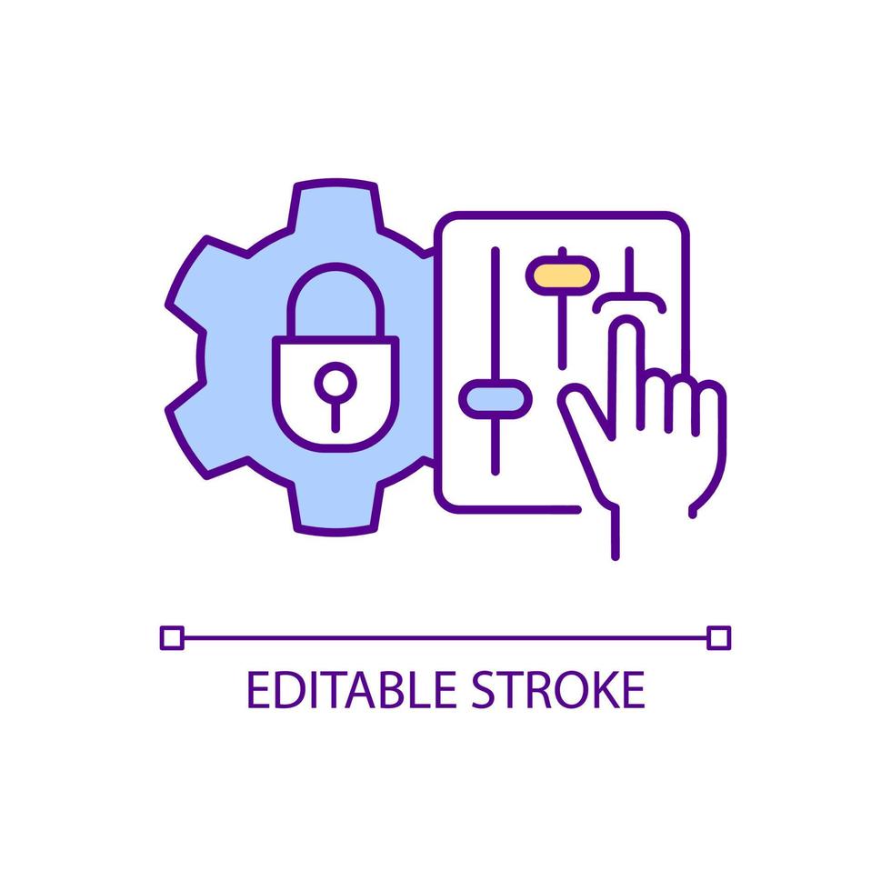 data säkerhet inställningar rgb Färg ikon. justerbar systemet av internet säkerhet. skyddade tillgång till information. isolerat vektor illustration. enkel fylld linje teckning. redigerbar stroke