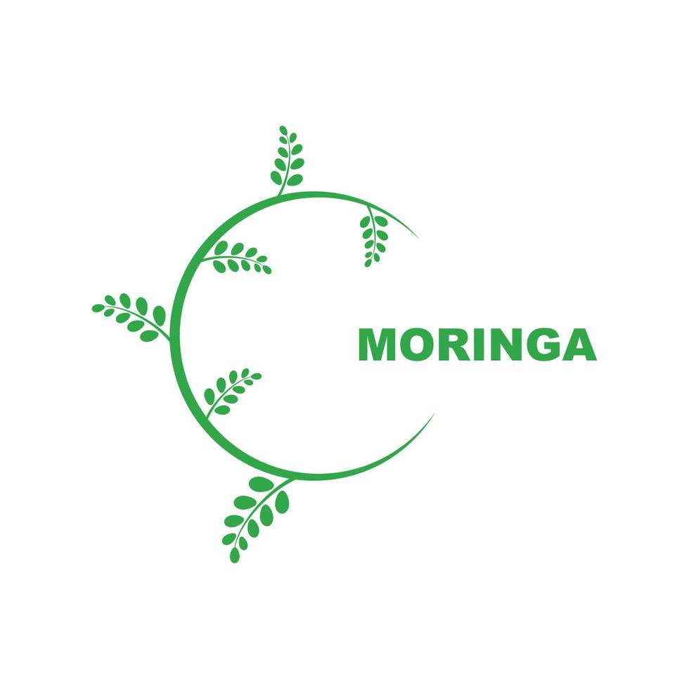 grön moringa blad logotyp, för ört- Ingredienser, moringa jordbruk, hälsa, medicin industri, skönhet, terapi, begrepp design vektor illustration ikon mall med en modern begrepp