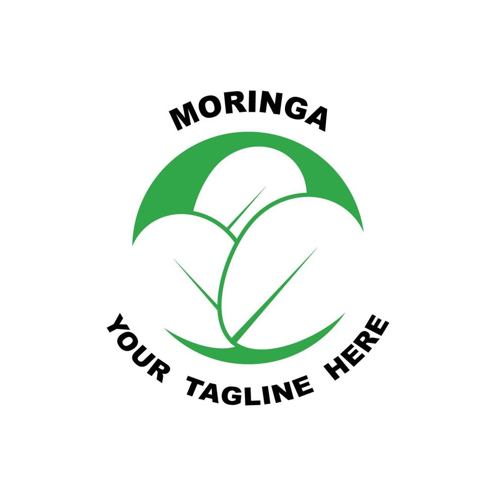 grön moringa blad logotyp, för ört- Ingredienser, moringa jordbruk, hälsa, medicin industri, skönhet, terapi, begrepp design vektor illustration ikon mall med en modern begrepp