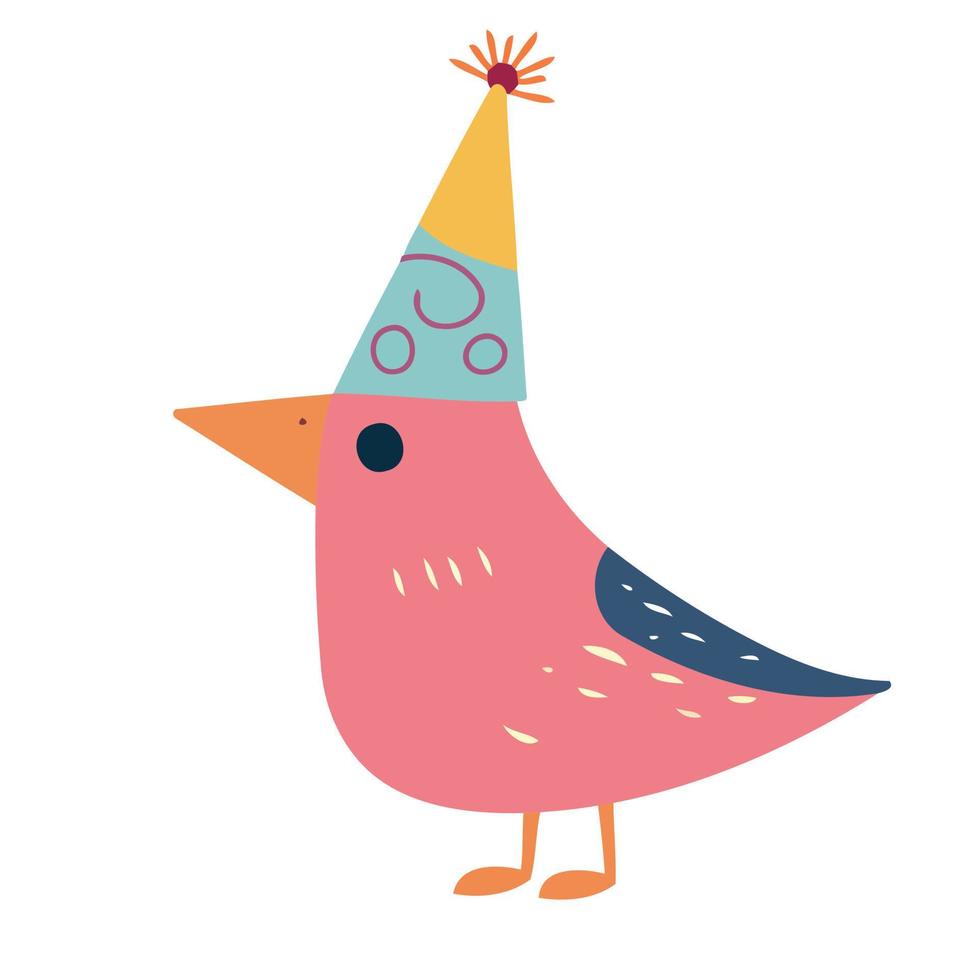 bunt wenig Vogel tragen Geburtstag Hut vektor