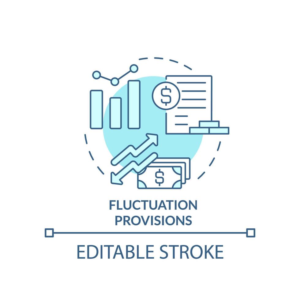 Fluktuation Rückstellungen Türkis Konzept Symbol. Inflation im Konstruktion abstrakt Idee dünn Linie Illustration. isoliert Gliederung Zeichnung. editierbar Schlaganfall vektor