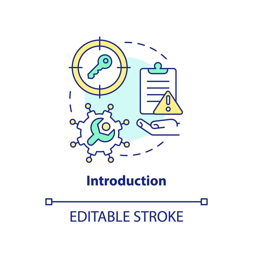 introduktion begrepp ikon. Identifiering av nyckel problem. fall utarbetande abstrakt aning tunn linje illustration. isolerat översikt teckning. redigerbar stroke vektor
