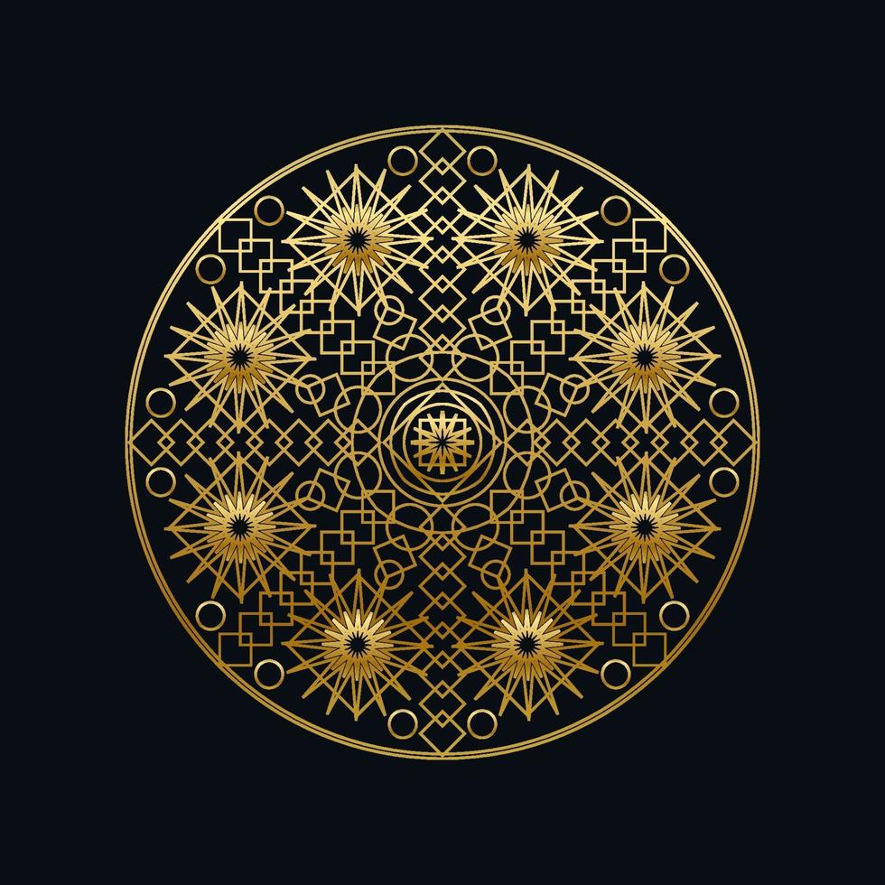 lineare geometrische Mandala-Vektorillustration der goldenen Tinte vektor