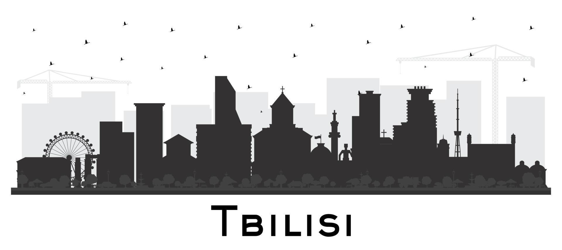 tbilisi georgien stad horisont silhuett med svart byggnader isolerat på vit. vektor illustration. tbilisi stadsbild med landmärken.