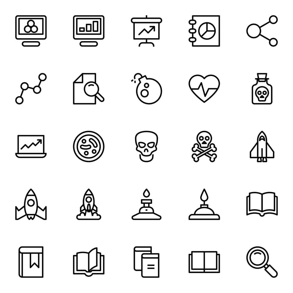 översikt ikoner för vetenskap. vektor