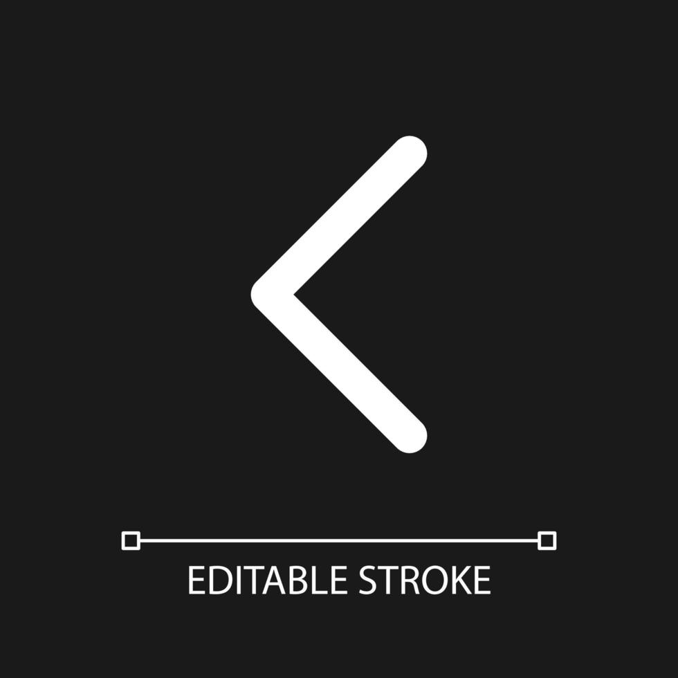 links Pfeil Pixel perfekt Weiß linear ui Symbol zum dunkel Thema. Navigation. zeigen unterzeichnen. Vektor Linie Piktogramm. isoliert Benutzer Schnittstelle Symbol zum Nacht Modus. editierbar Schlaganfall