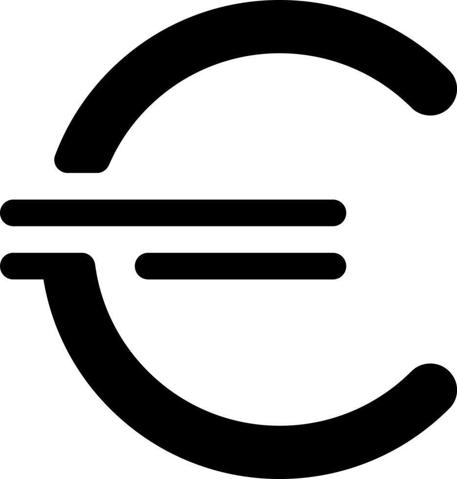 euro tecken svart glyf ui ikon. utländsk valuta. finansiera och bankverksamhet. användare gränssnitt design. silhuett symbol på vit Plats. fast piktogram för webb, mobil. isolerat vektor illustration