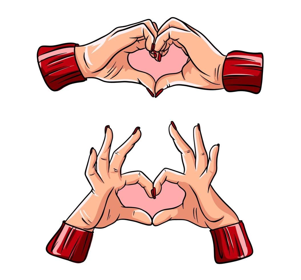 två händer som gör hjärtatecken. kärlek, romantisk. vektor
