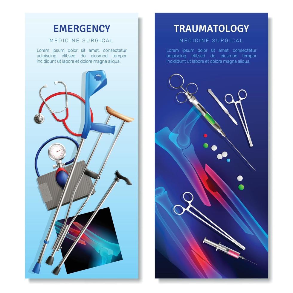 kirurgisk traumatologi vertikala banners vektorillustration vektor