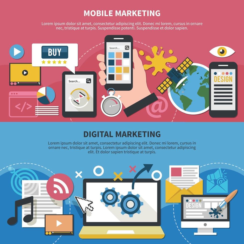 Mobile Marketing horizontale Banner Vektor-Illustration vektor