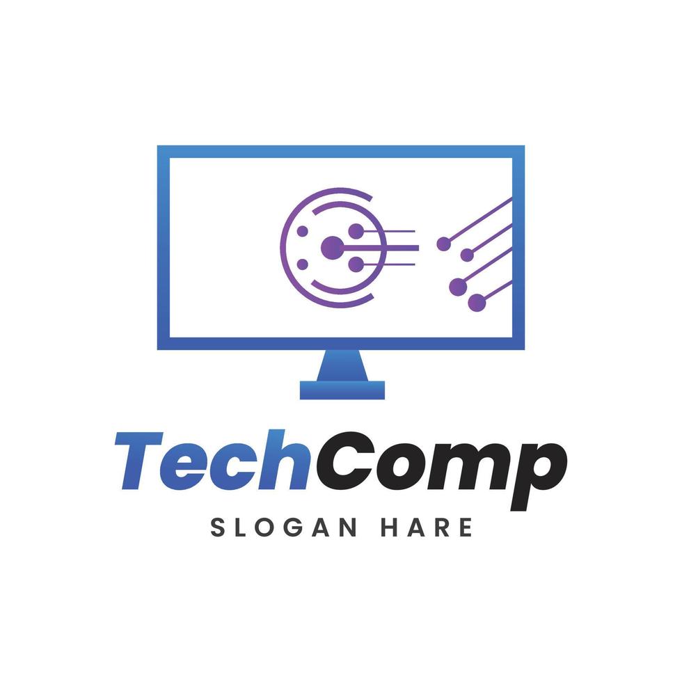 kreativ Techcomp Gradient Computer Logo Vektor Vorlage.