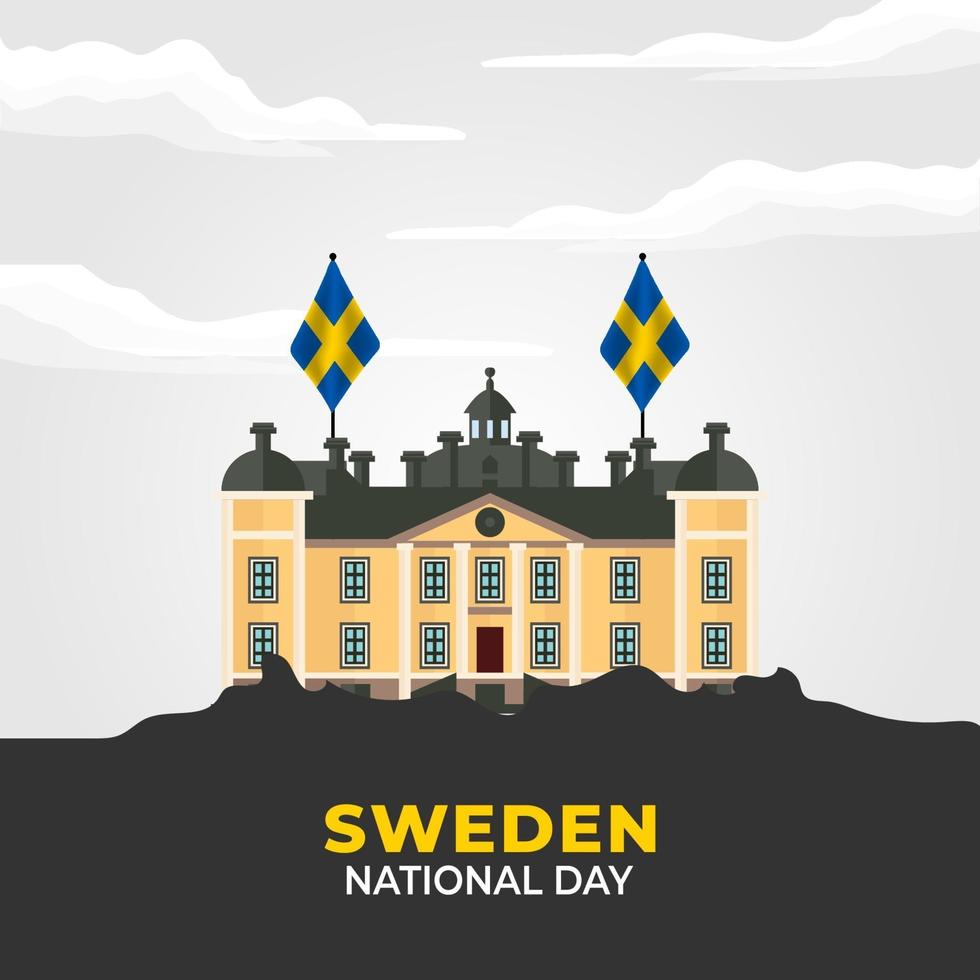 sveriges nationaldag. firades årligen den 6 juni i sverige. glad nationell helgdag av frihet. svensk flagga. patriotisk affischdesign. vektor illustration