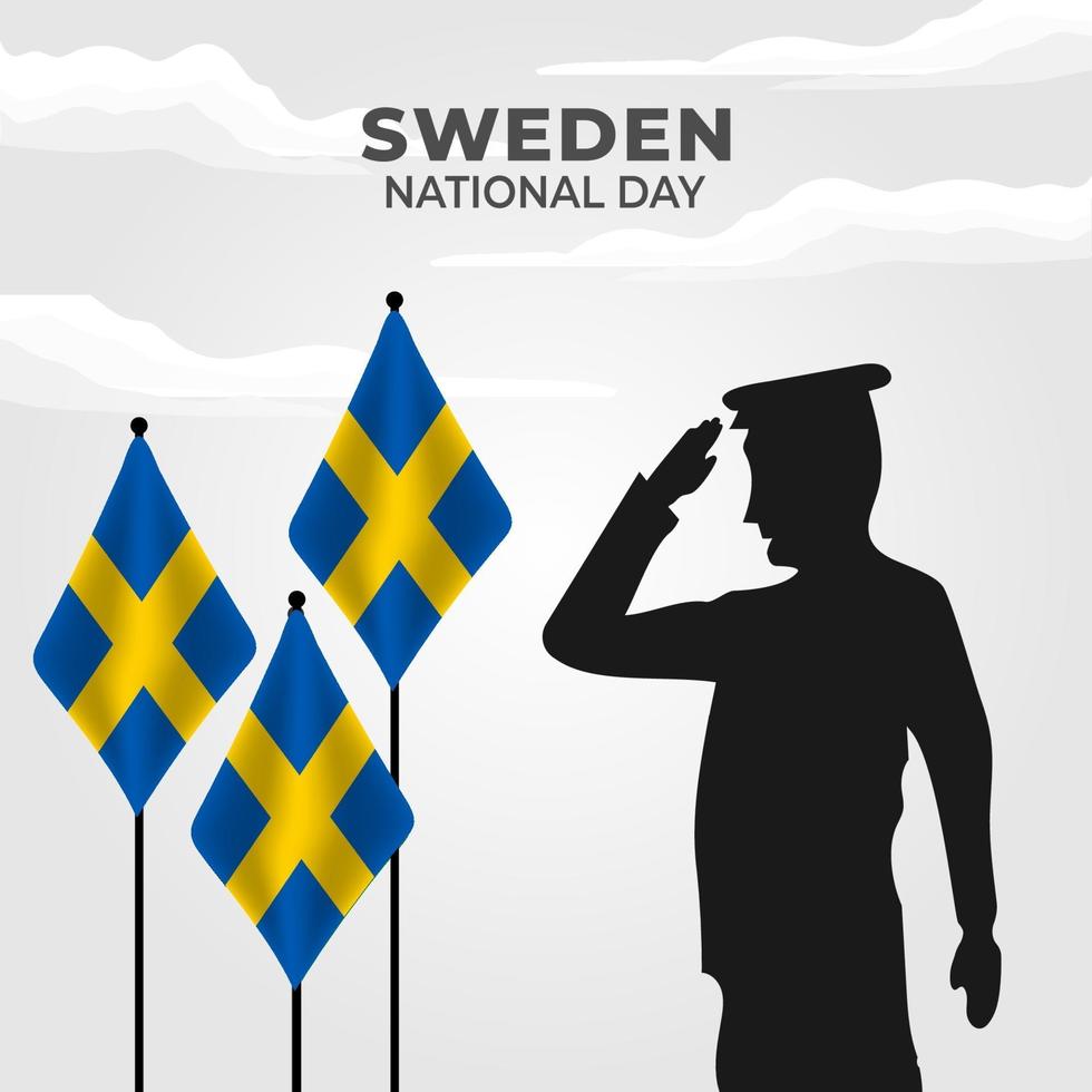 sveriges nationaldag. firades årligen den 6 juni i sverige. glad nationell helgdag av frihet. svensk flagga. patriotisk affischdesign. vektor illustration