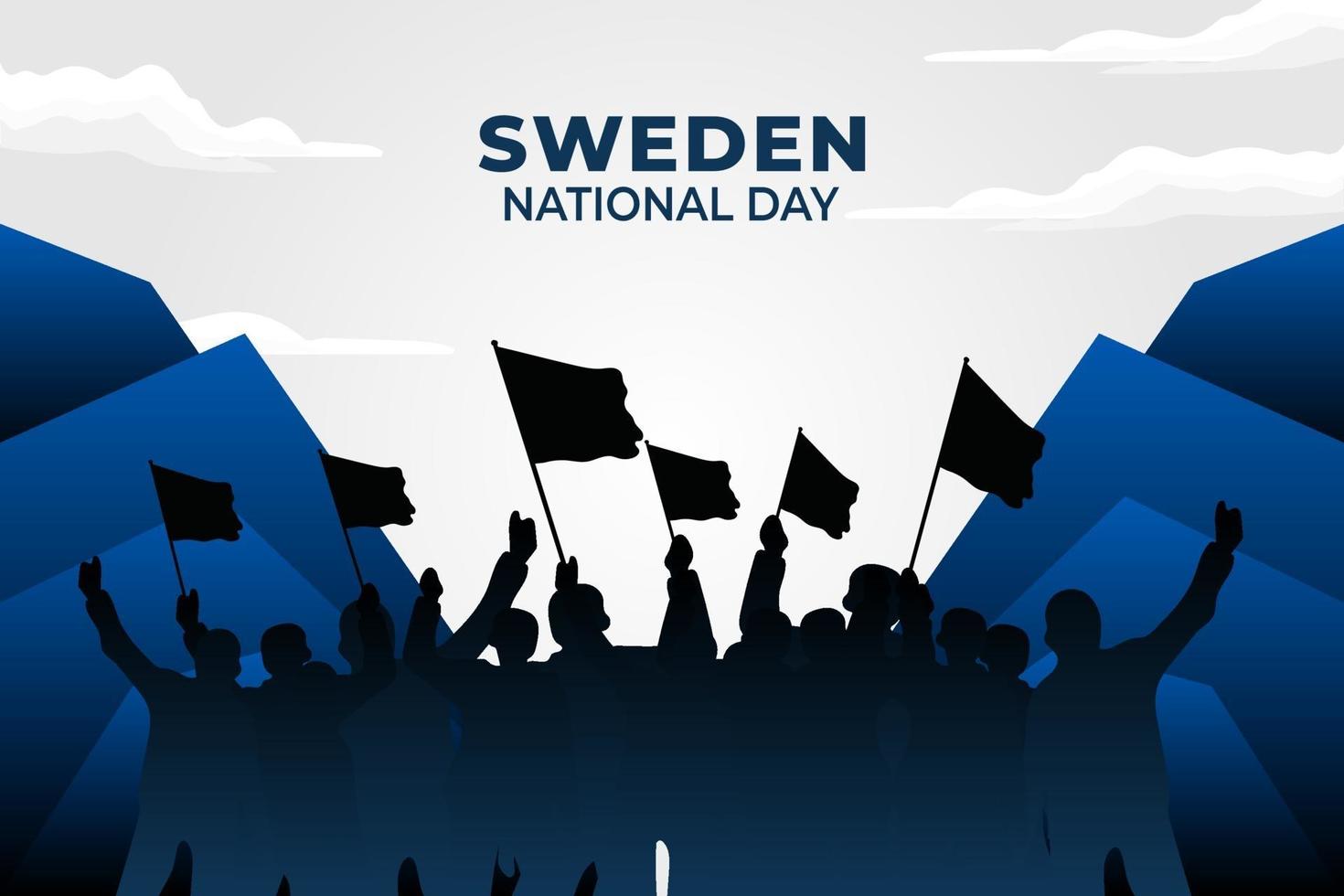 sveriges nationaldag. firades årligen den 6 juni i sverige. glad nationell helgdag av frihet. sveriges flagga. patriotisk affischdesign. vektor