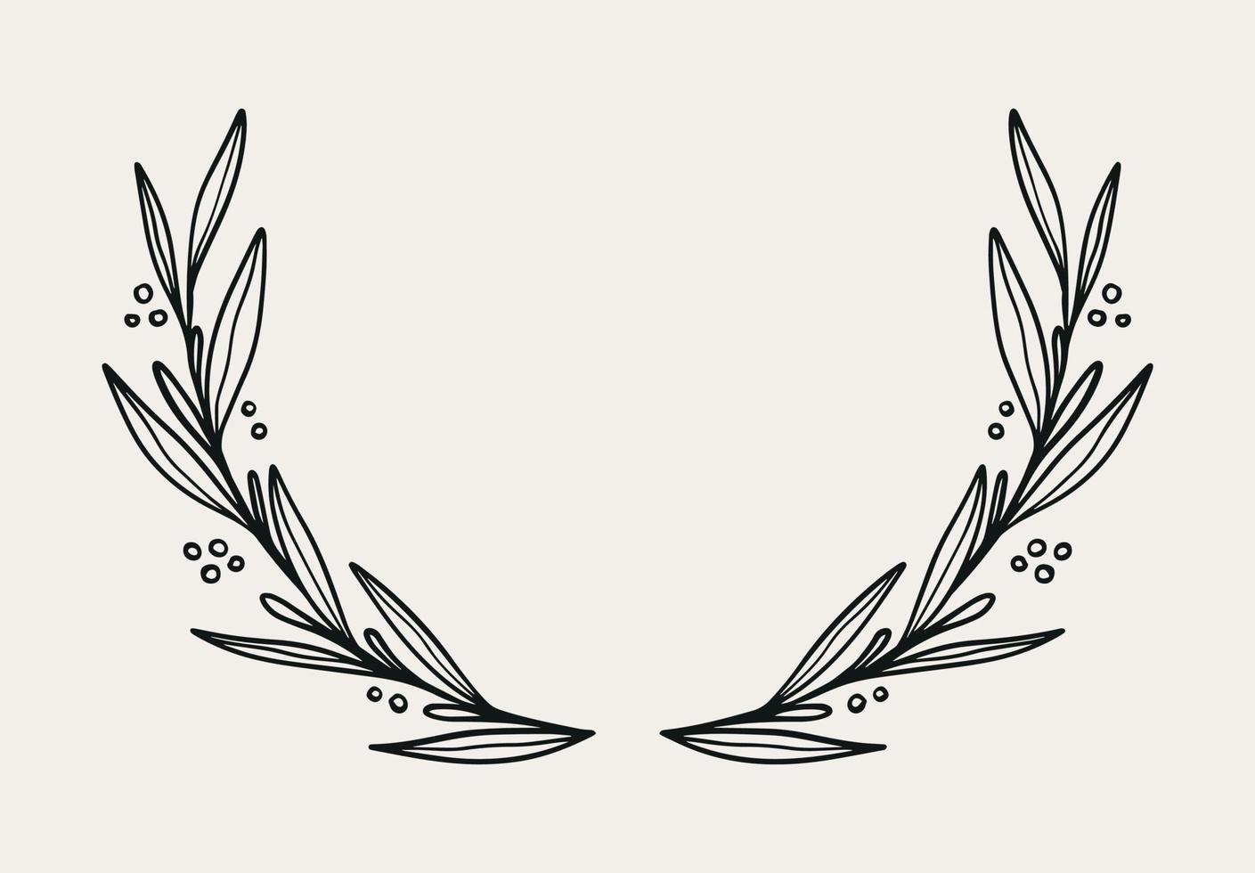 schwarz dekorativ Kreis Blumen- rahmen. Vektor Kranz mit Geäst, Kräuter, Pflanzen, Blätter