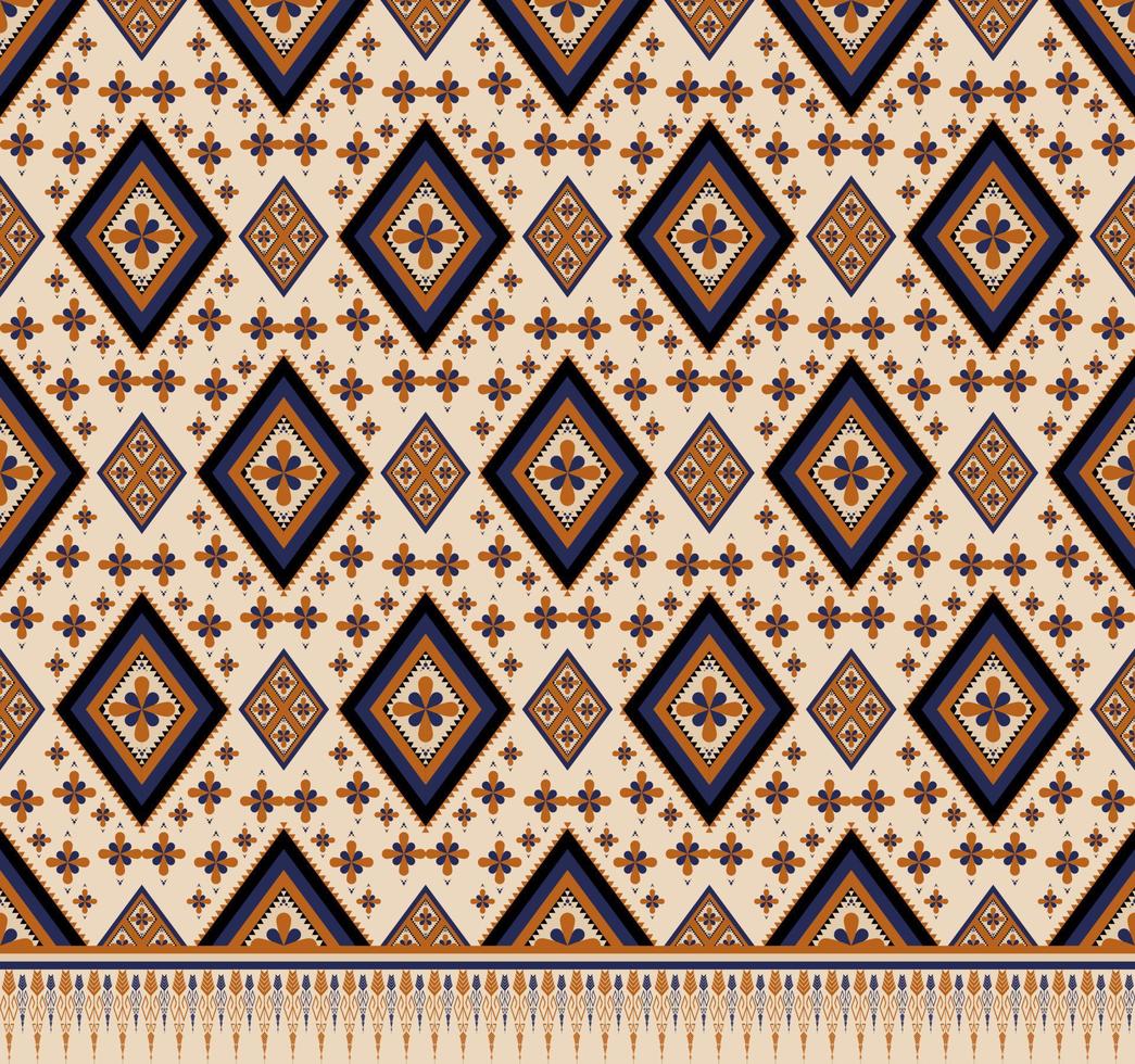 etnisk folk geometrisk sömlös mönster i orange och blå tona i vektor illustration design för tyg, matta, matta, scarf, omslag papper, bricka och Mer