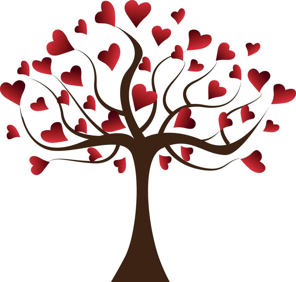Baum mit Herzen. wachsen das Liebe. Valentinstag Tag. hoch Qualität Vektor Illustration.