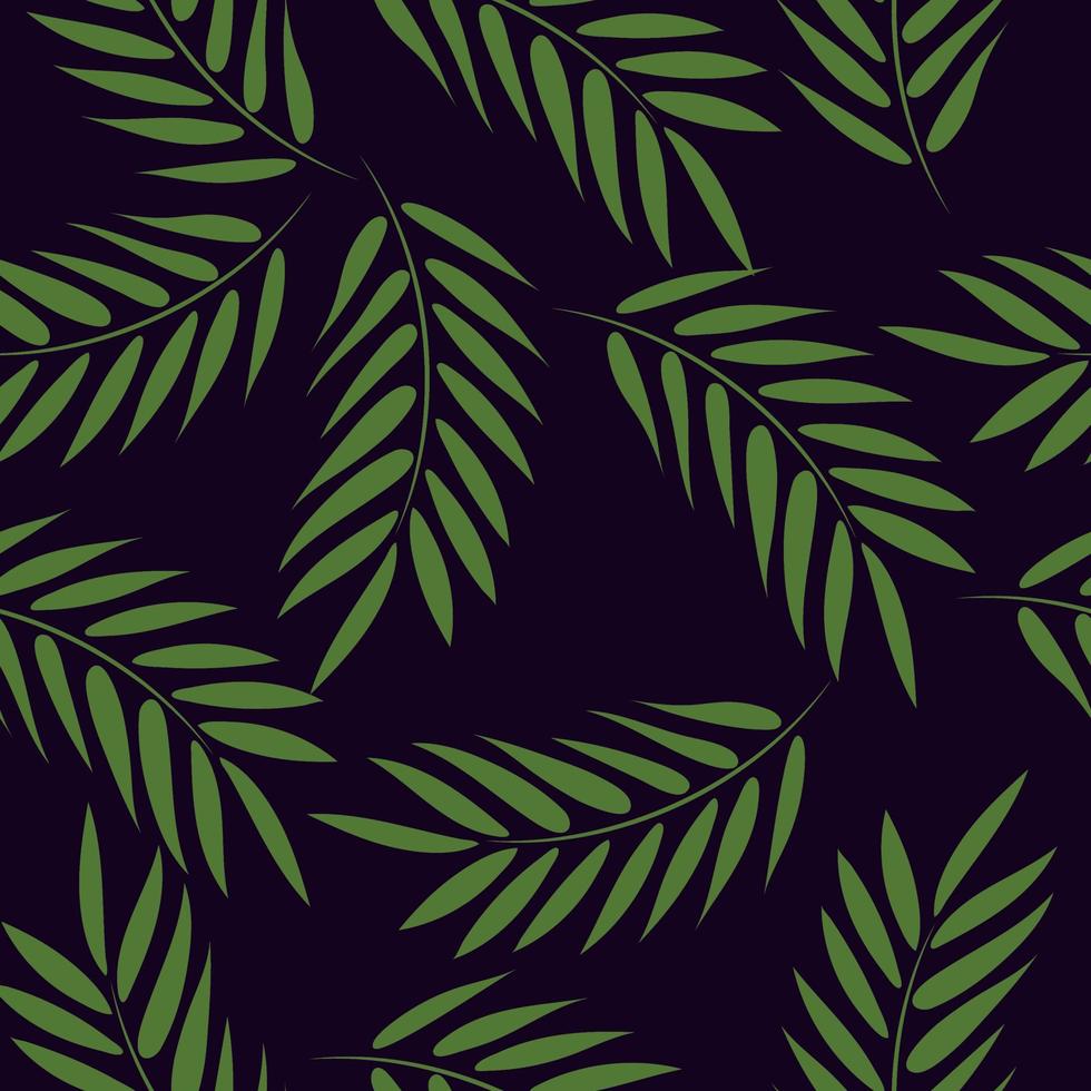 Vektor Muster von Palme Blätter auf ein dunkel Hintergrund. Sommer- Muster. hoch Qualität Vektor Illustration.