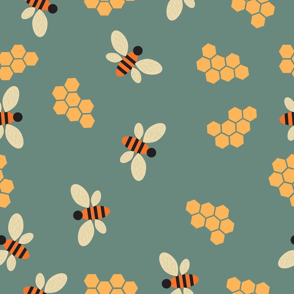 vektor mönster med bin och honungskakor. hög kvalitet vektor bild.