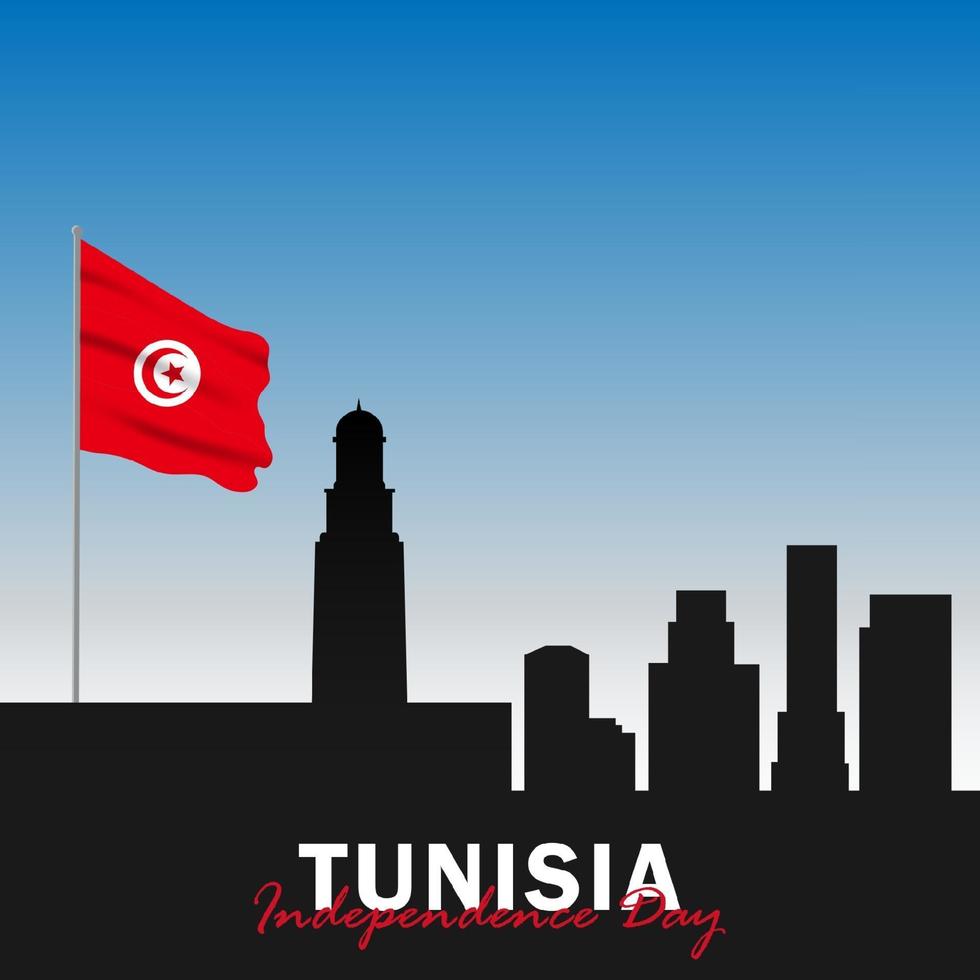 vektor av självständighetsdagen med Tunisiens flaggor.