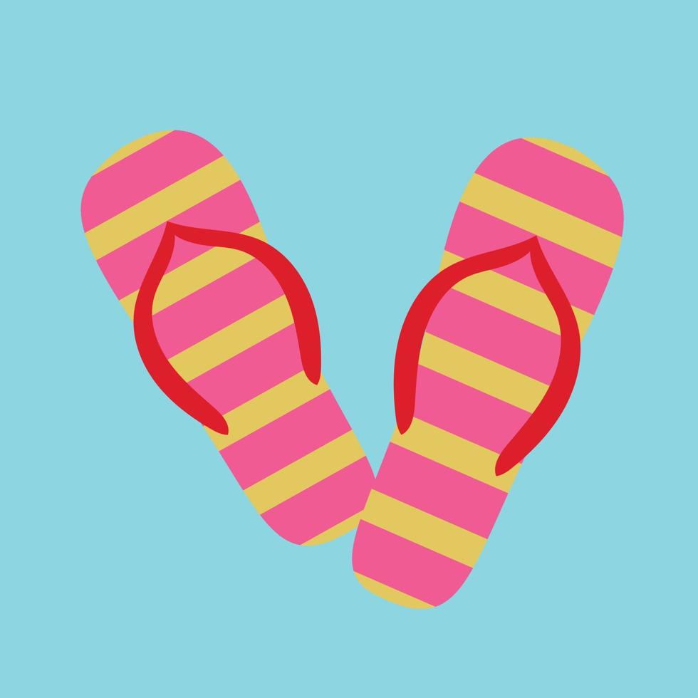 Strand Flip Flops im Rosa und Gelb. Vektor Illustration.