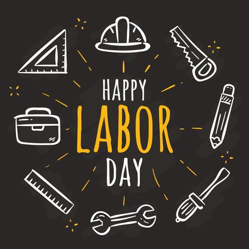 Handdragen Labor Day Vector