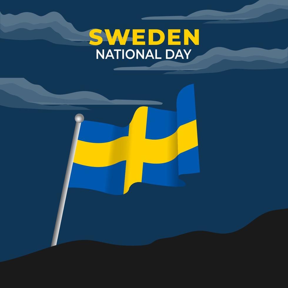 sveriges nationaldag. firades årligen den 6 juni i sverige. glad nationell helgdag av frihet. svensk flagga. vektor